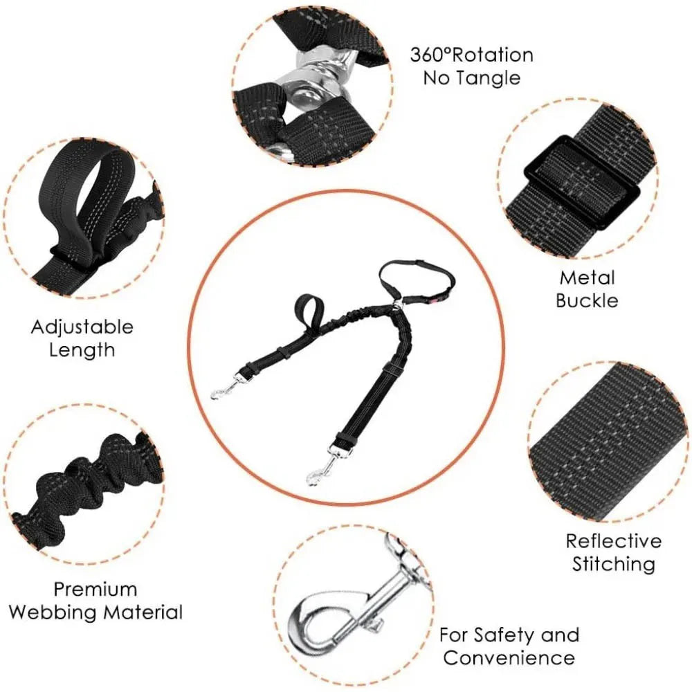 🚗🐶 Double-Headed Dog Safety Harness – Car Headrest Seat Belt