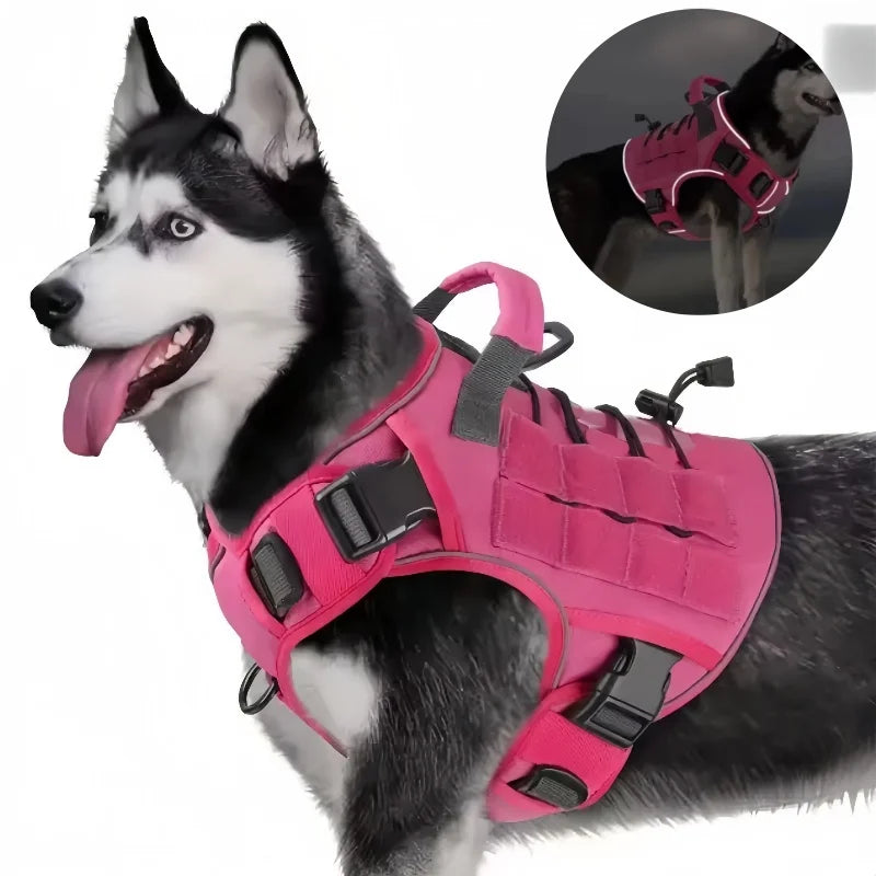 🐕 Tactical Dog Harness for Large Dogs – No Pull & Military Style
