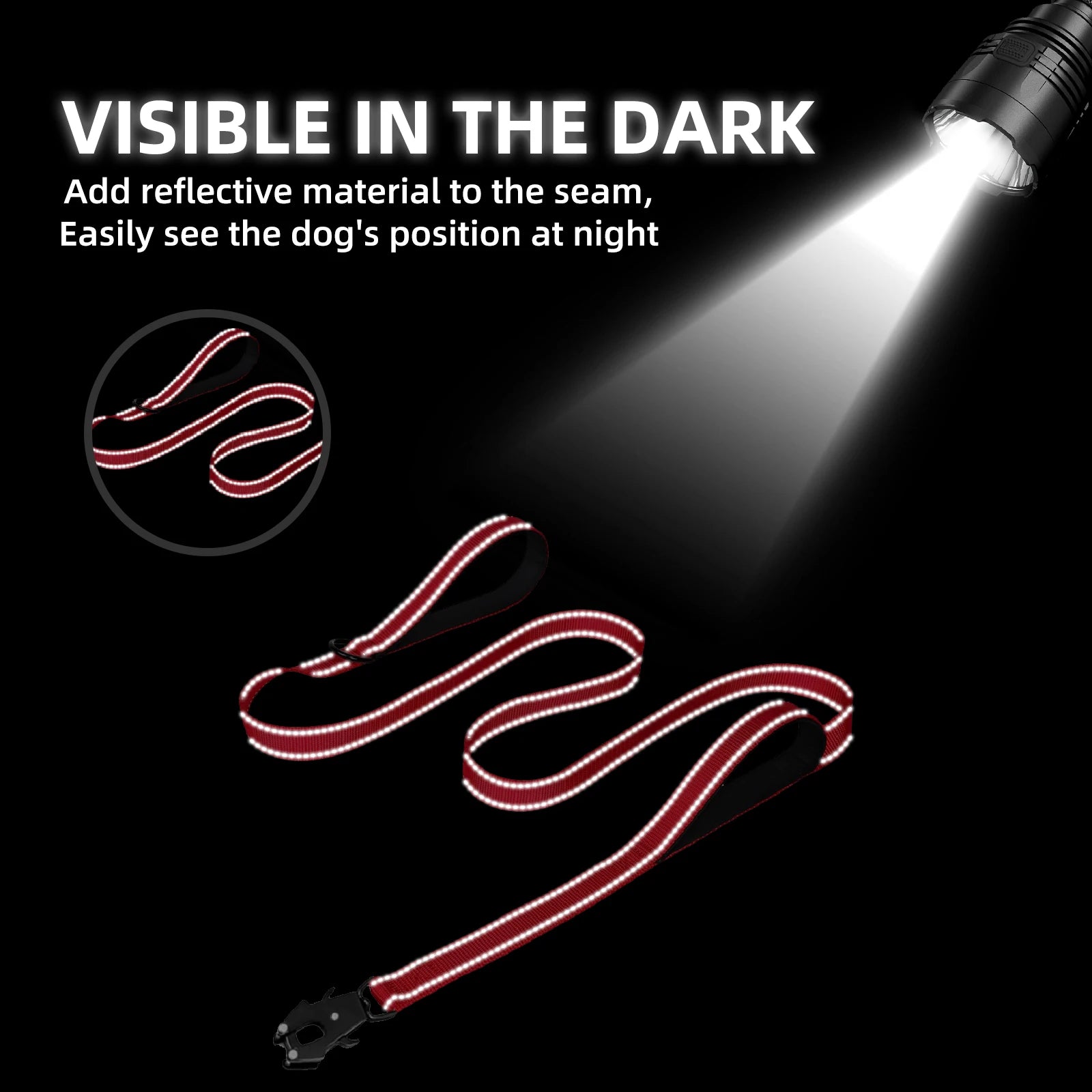 Heavy Duty Reflective Dog Leash – Nylon Lead with Dual Padded Handles for Strong Dogs