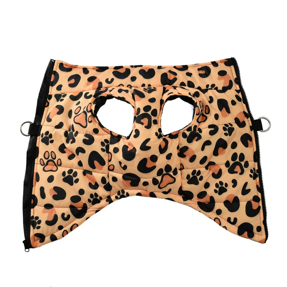 🐆 Leopard Print Dog Jacket – Winter Warm Pet Coat