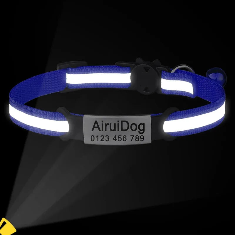 🐱 Personalized Reflective Nylon Cat Collar with Bell