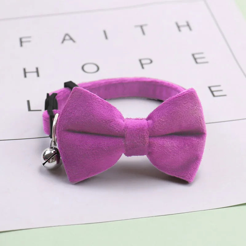 🎀 Velvet Cat Collar with Bow & Bell – Cute, Soft & Adjustable