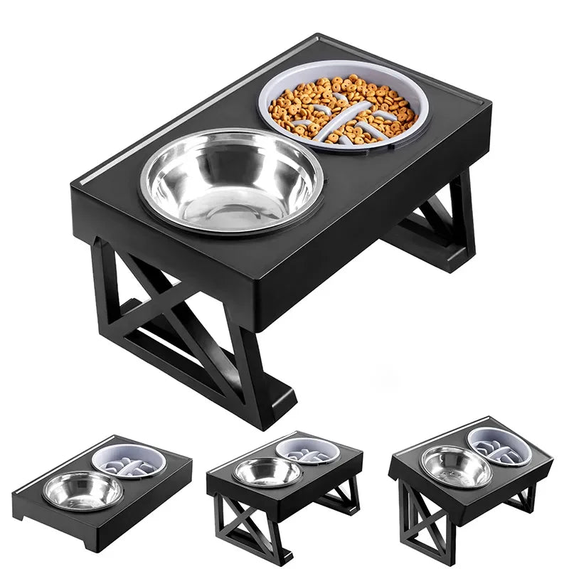 🐶 Elevated Double Dog Bowl with Adjustable Stand