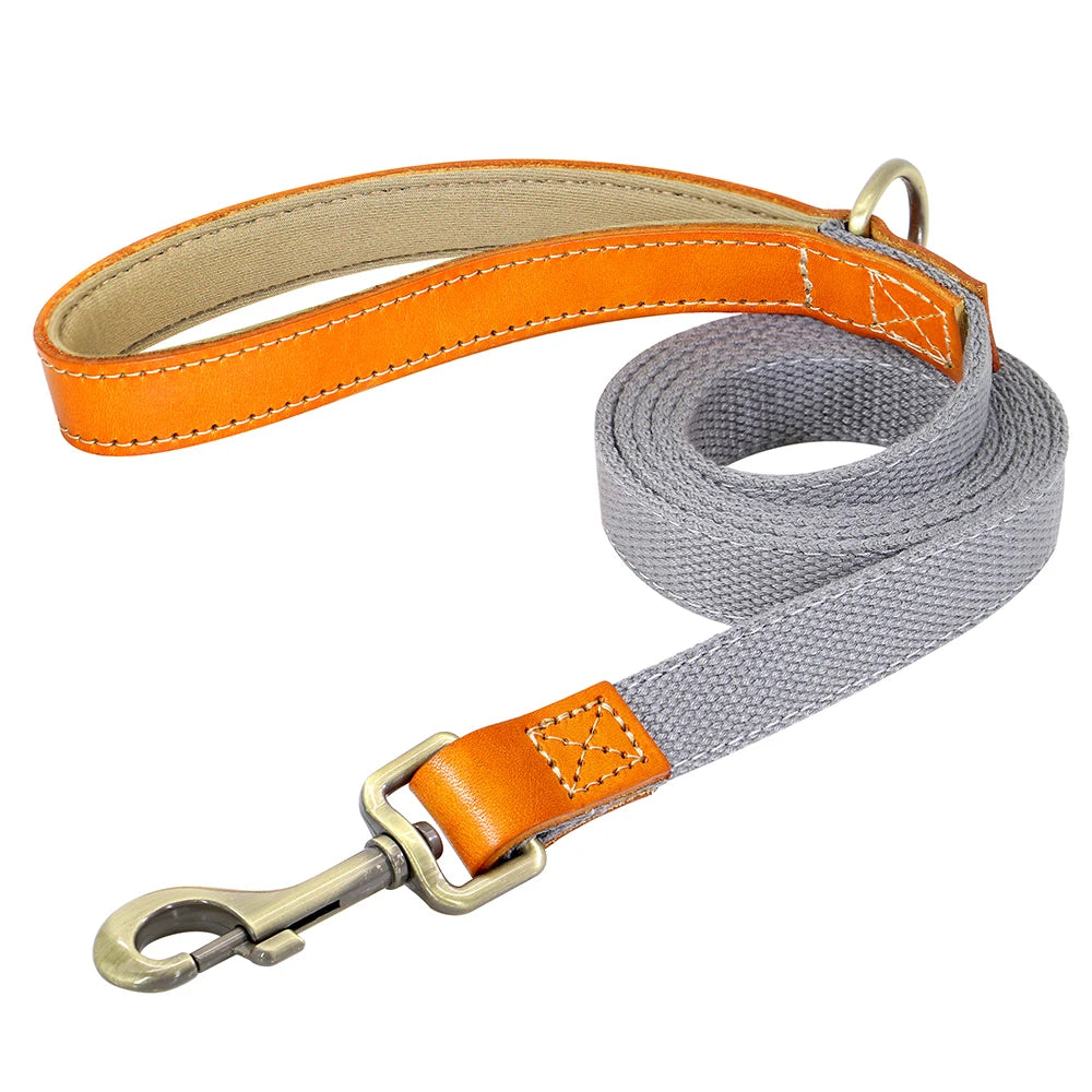 150cm Durable Nylon Dog Leash with PU Leather Handle – Comfortable & Strong for Daily Walks