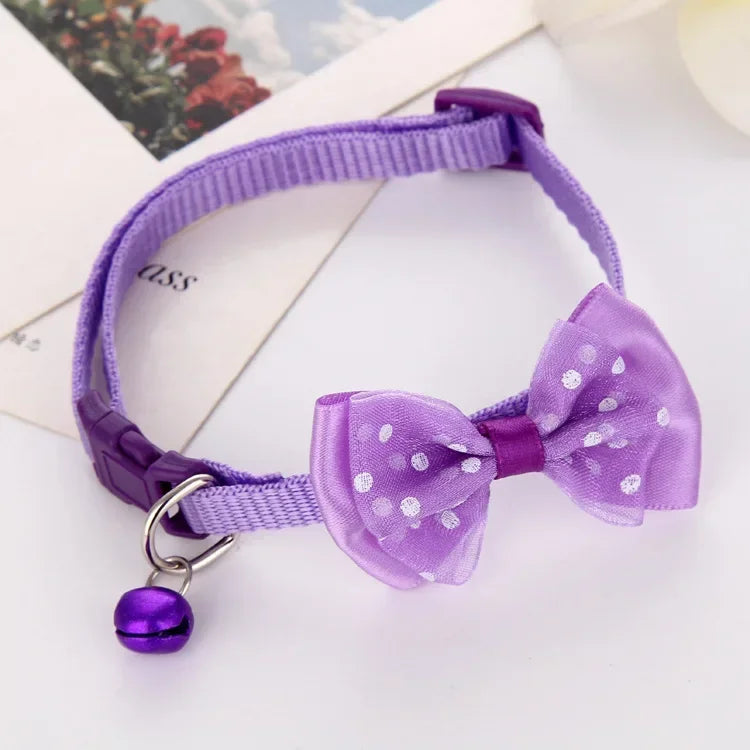 🐱 Cute Bow Cat Collar with Bell