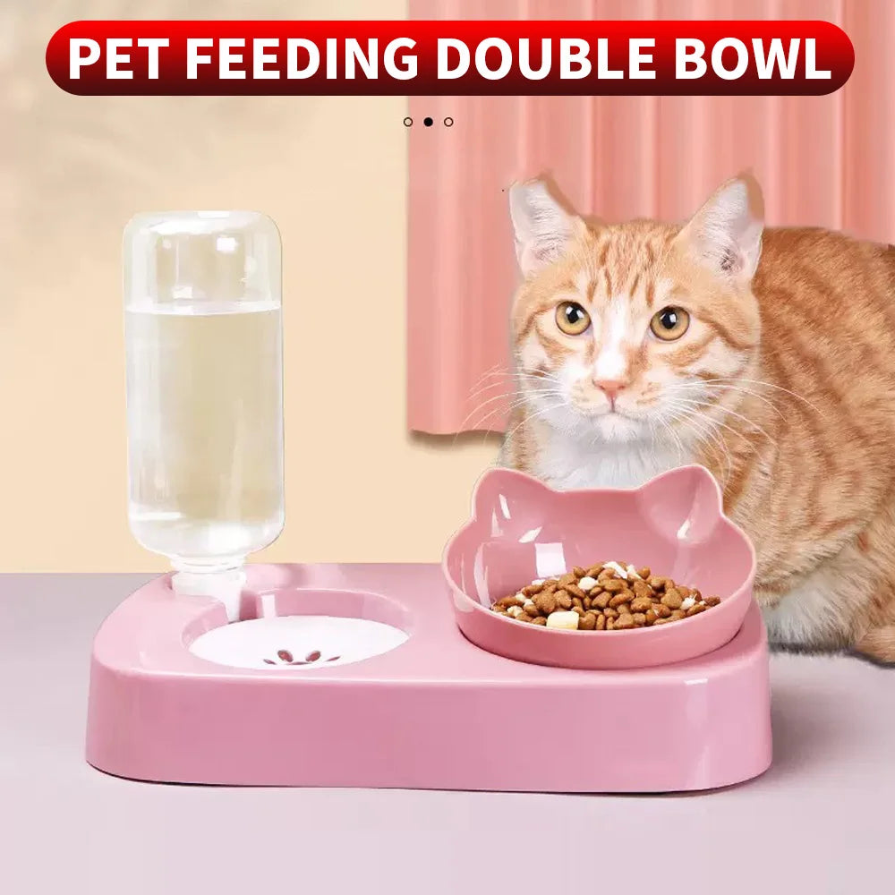 🐾 Double Bowl Pet Feeder with Automatic Water Dispenser
