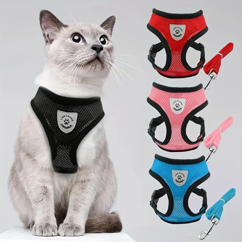 🐱 Adjustable Cat Harness with Leash