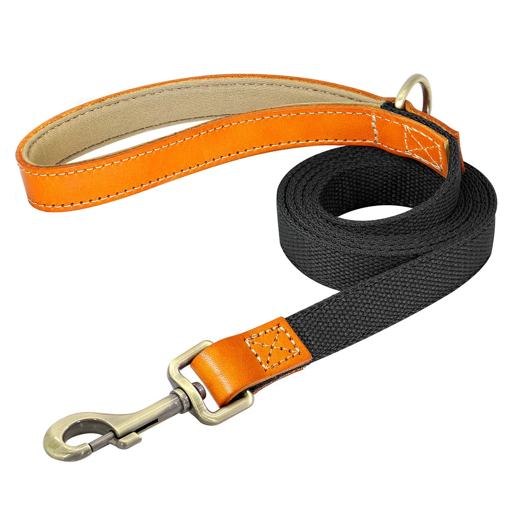 150cm Durable Nylon Dog Leash with PU Leather Handle – Comfortable & Strong for Daily Walks