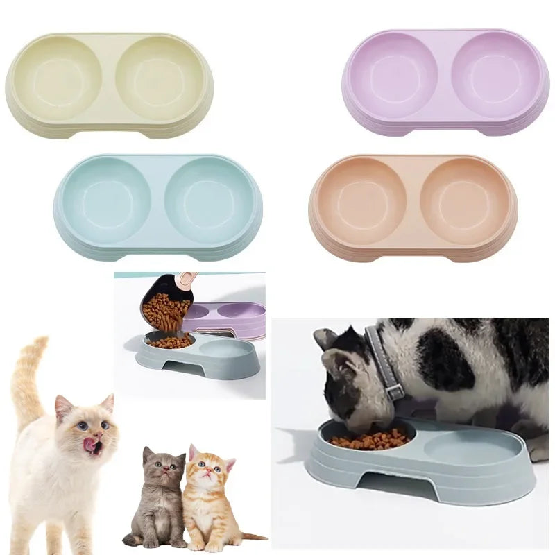 🍬🐾 Macaron Double Pet Bowl – Food & Water Feeder