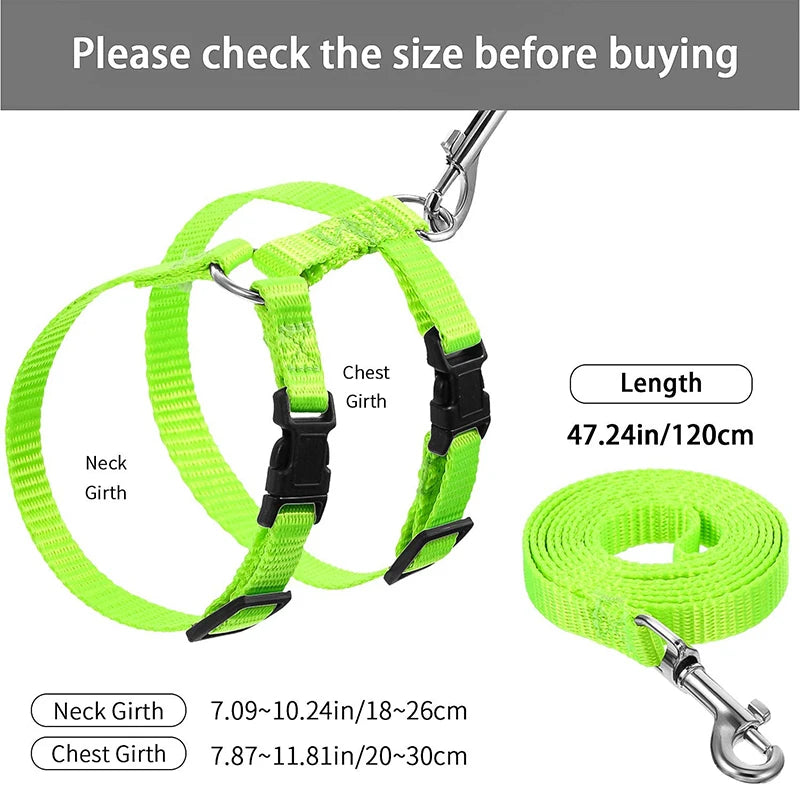 🐱 Adjustable Cat Harness & Leash Set – Safe Breakaway Nylon Design