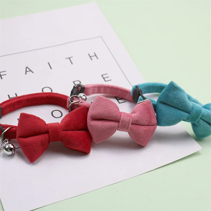🎀 Velvet Cat Collar with Bow & Bell