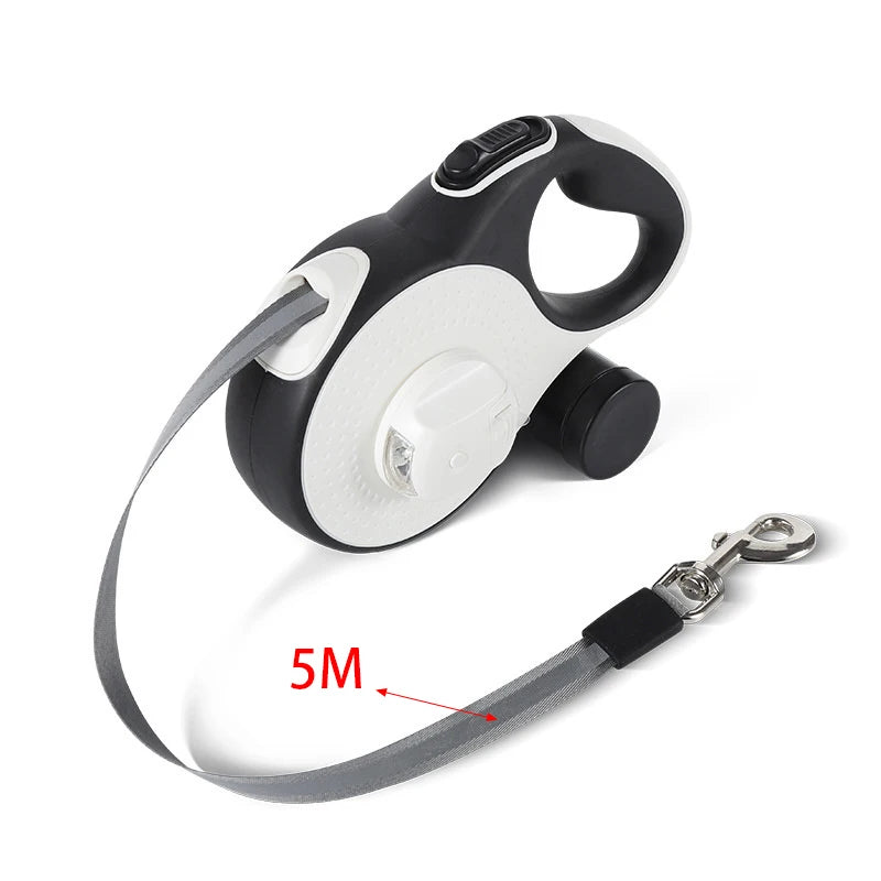 5M / 8M Retractable Dog Leash with Poop Bag Dispenser – Strong, Comfortable & Easy Control