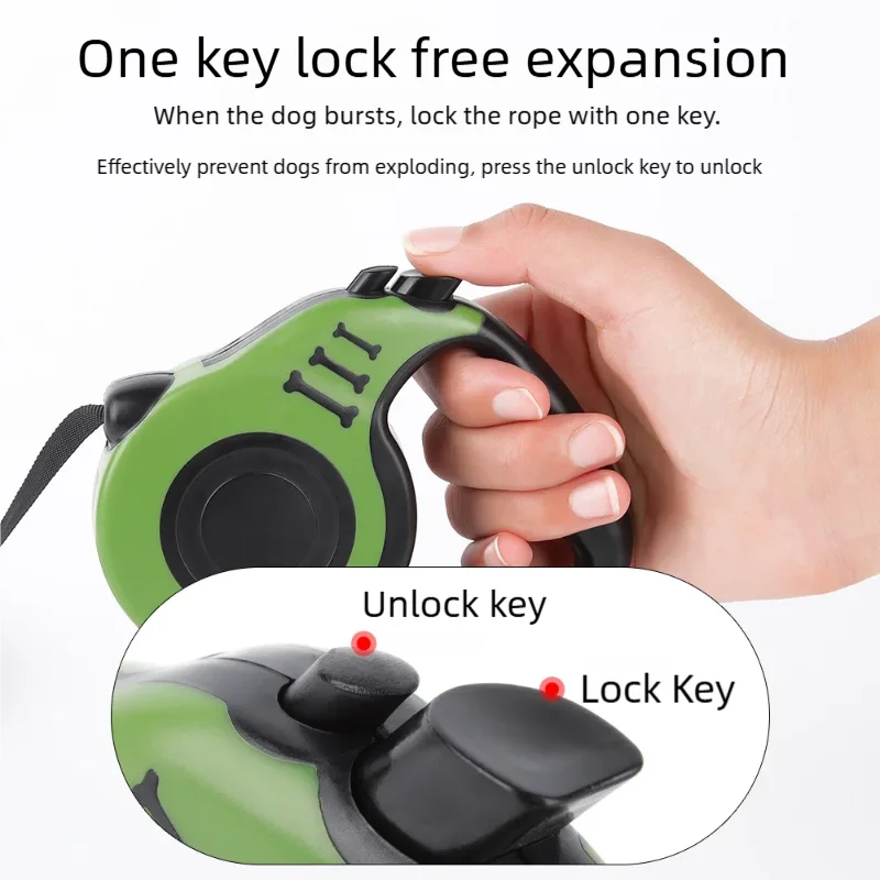 Automatic Retractable Dog Leash – Adjustable Bone Print Design for Small & Medium Dogs