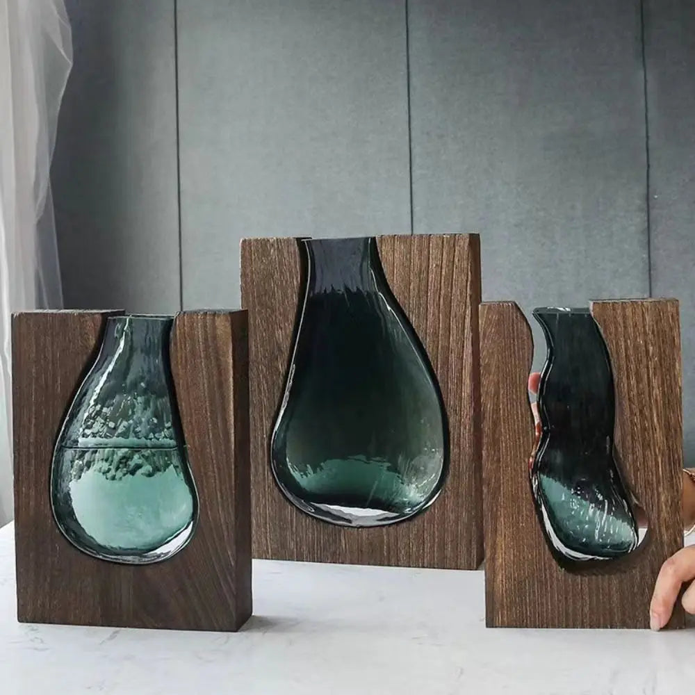 🔹Modern Fa-Üveg Dekor Váza – Kreatív Hidroponikus Virágtartó Lakásdekoráció🔹