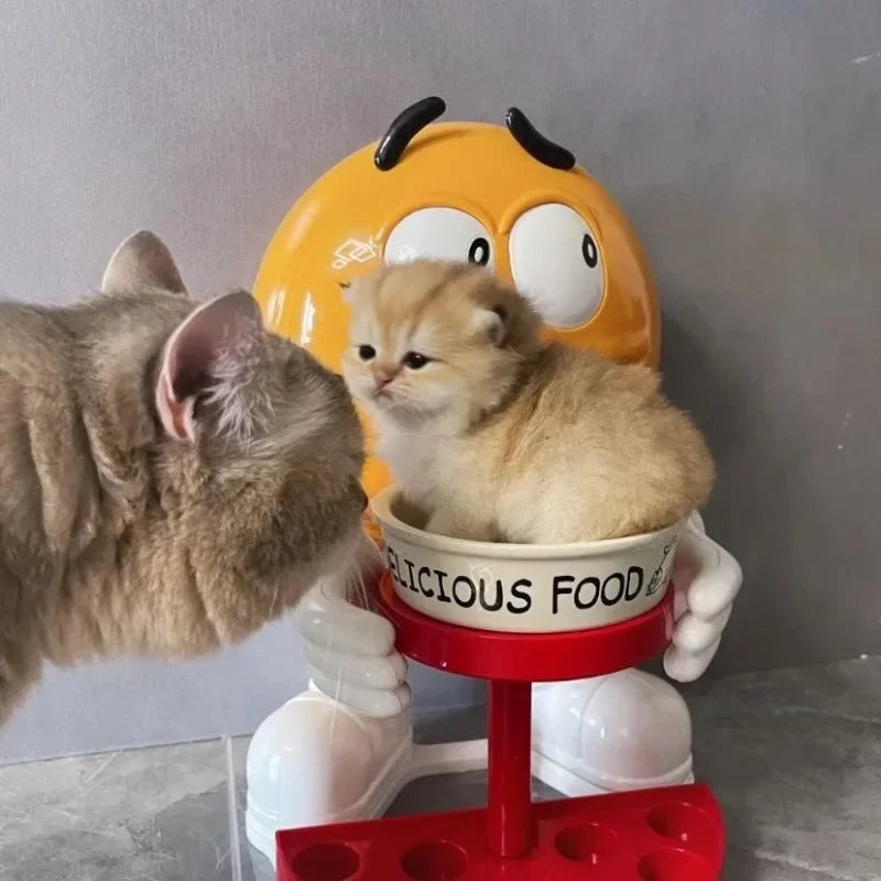 🐱 Cat Bowl & Kibble Dispenser – Food & Water Feeder