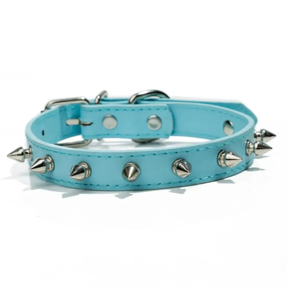 🐾 Colorful Spiked Leather Cat & Dog Collar – Adjustable Studded Pet Collar