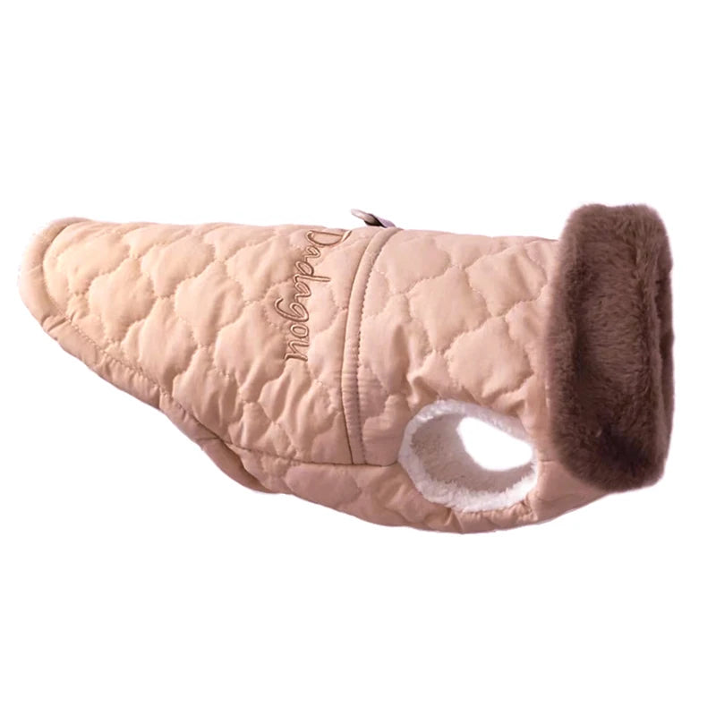🧥 Waterproof Fur Collar Dog Jacket – Winter Warm Fleece Coat