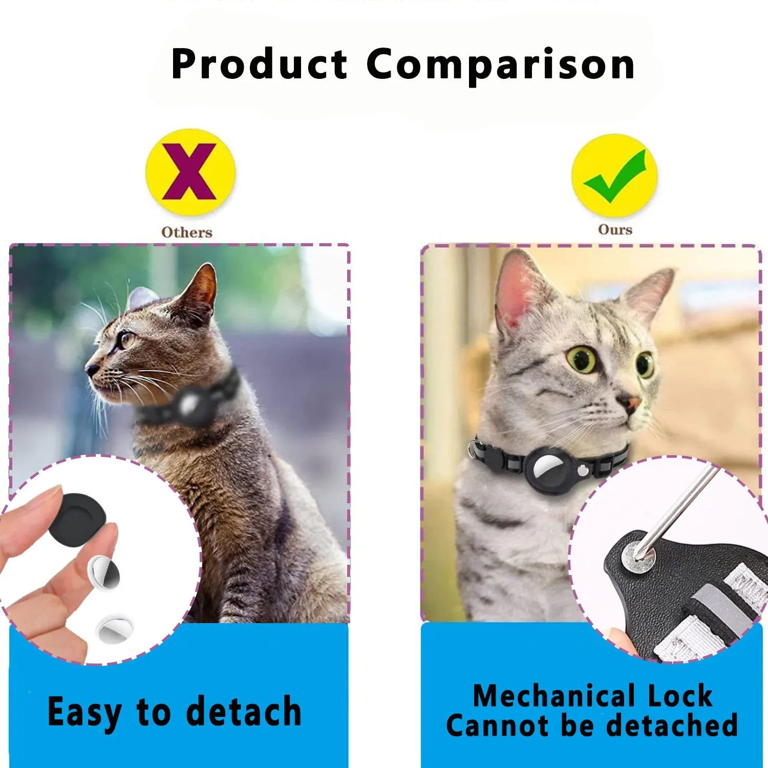 🐾 Cat AirTag Holder Collar – Breakaway & Reflective
