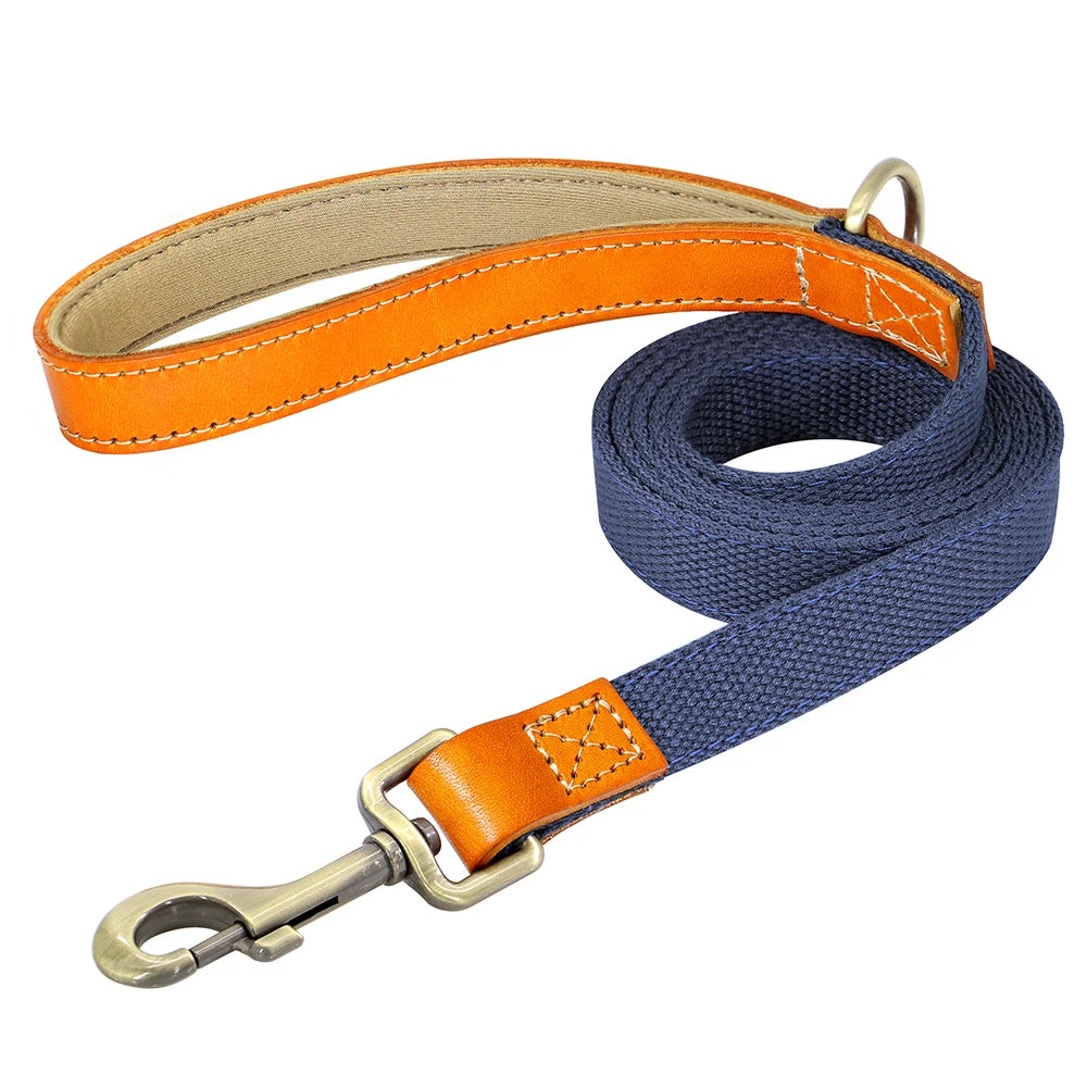 150cm Durable Nylon Dog Leash with PU Leather Handle – Comfortable & Strong for Daily Walks