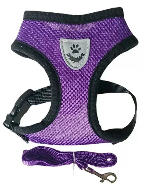 🐾 Breathable Cat & Dog Harness with Leash – Adjustable Reflective Mesh Vest