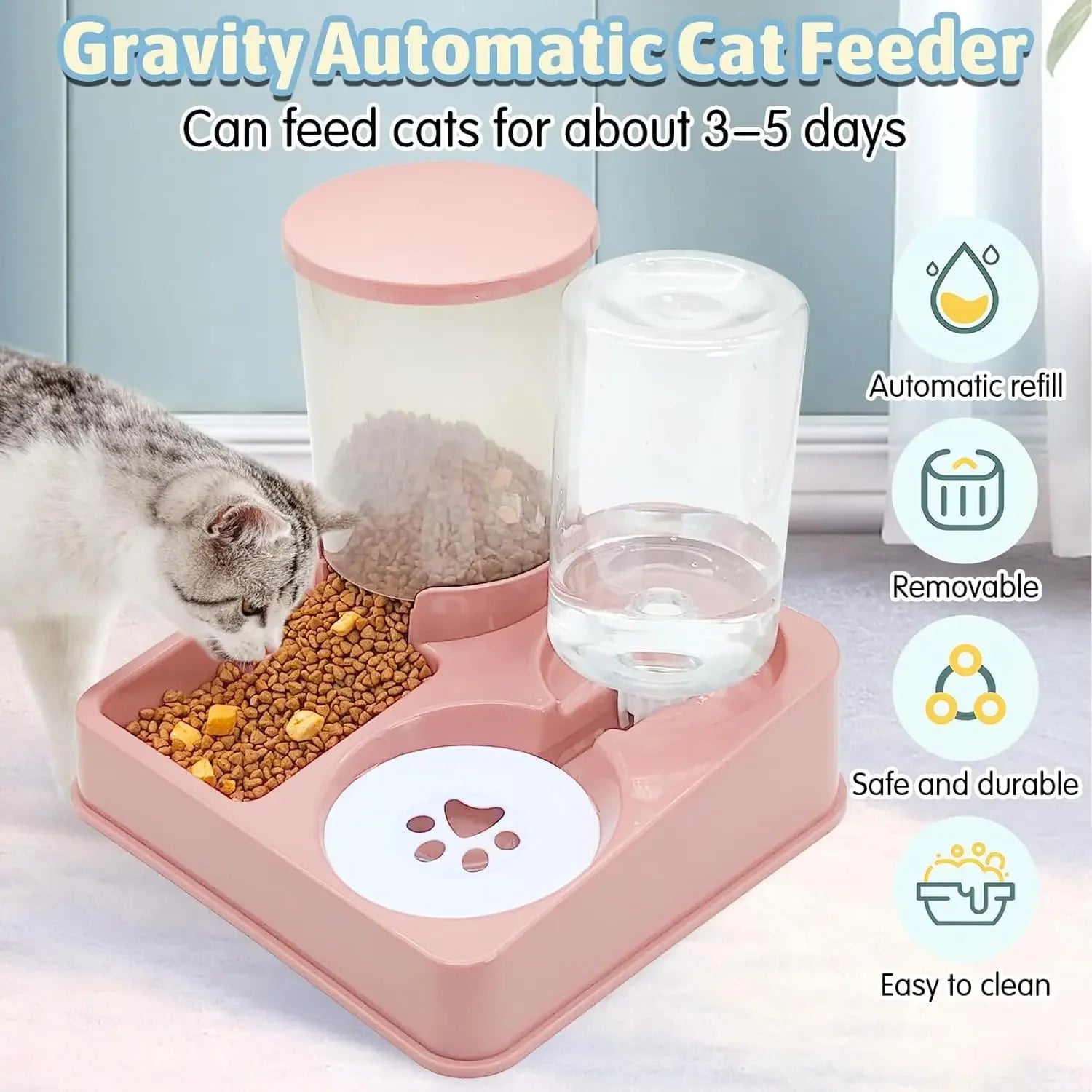 🐶🐱 Automatic Dog & Cat Feeder and Water Dispenser Set – Gravity System
