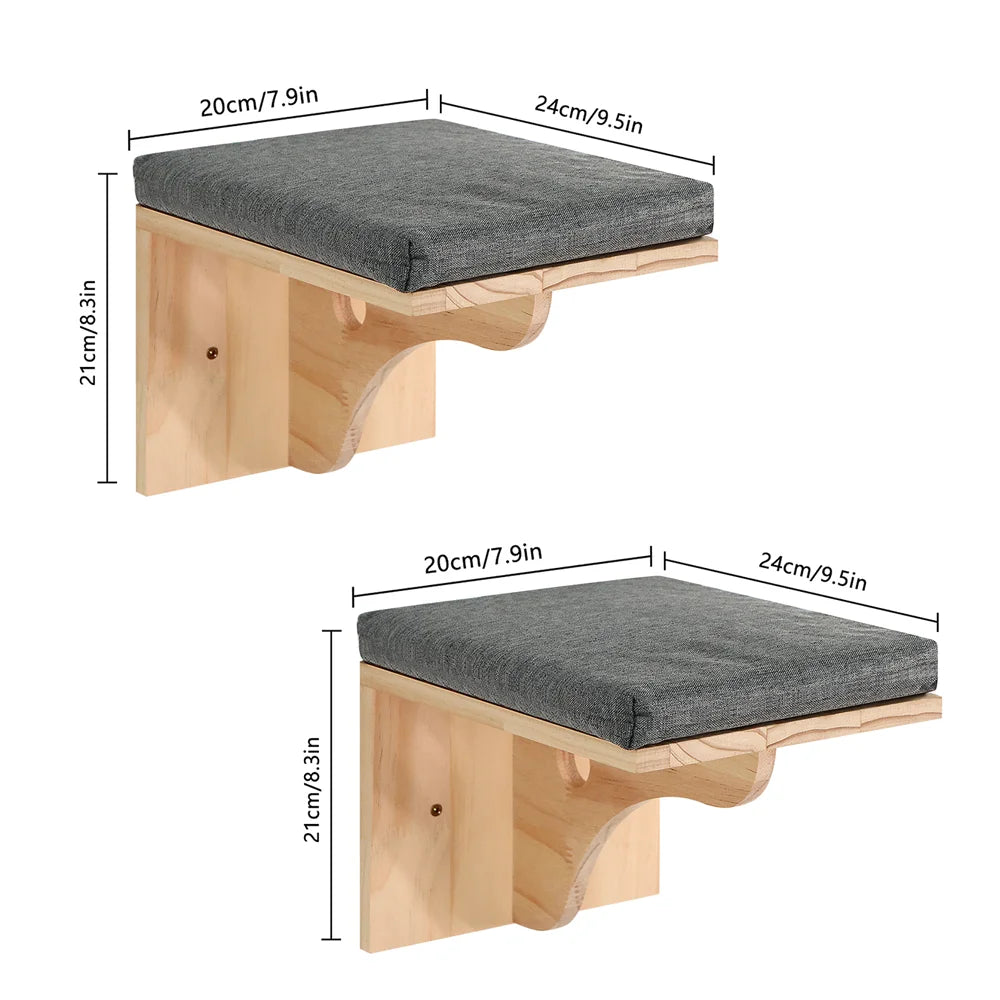 🐈 Prémium Fa Fali Macska Lépcső & Pihenőpolc – Strapabíró, Biztonságos & Stílusos Macskabútor 🐈