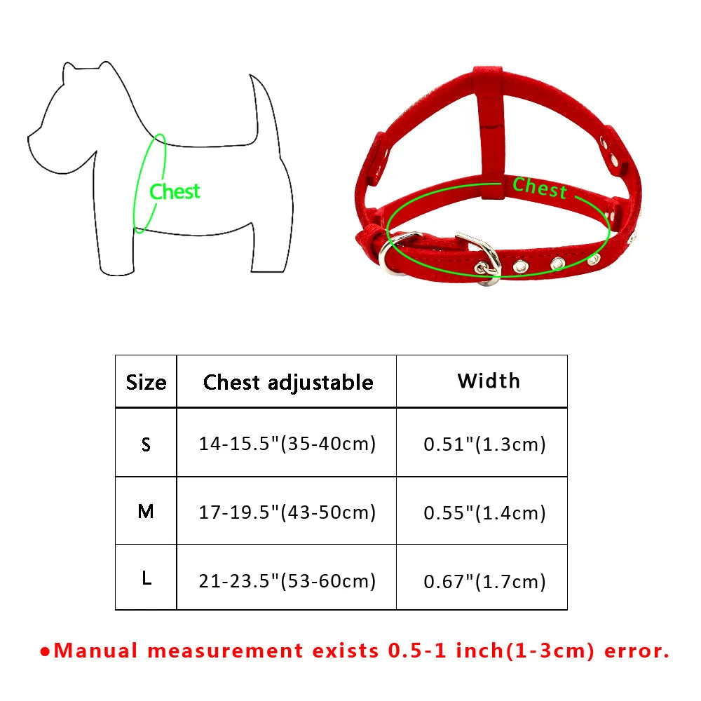 ✨ Soft Suede Dog Harness – Bling Rhinestone Diamond Style
