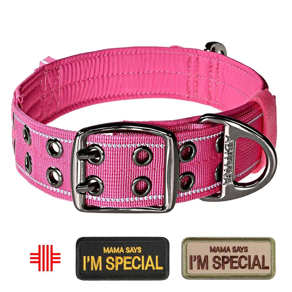 🐕 Erős, fényvisszaverős kutya nyakörv fogantyúval – nagytestű kutyáknak 🐕