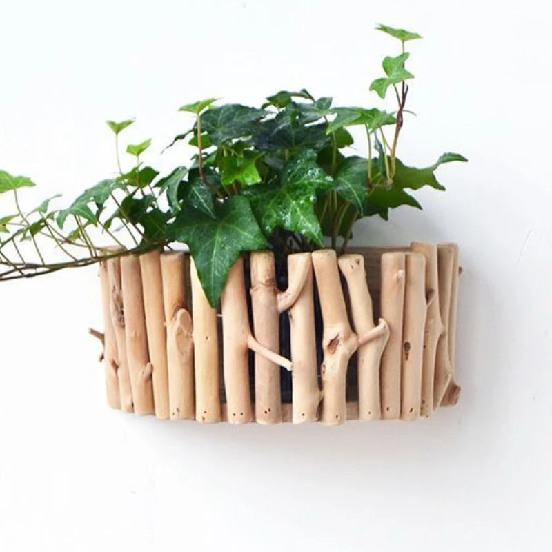 🌿 Modern Fa Faliváza – Stílusos Dekor Élő vagy Műnövényekhez