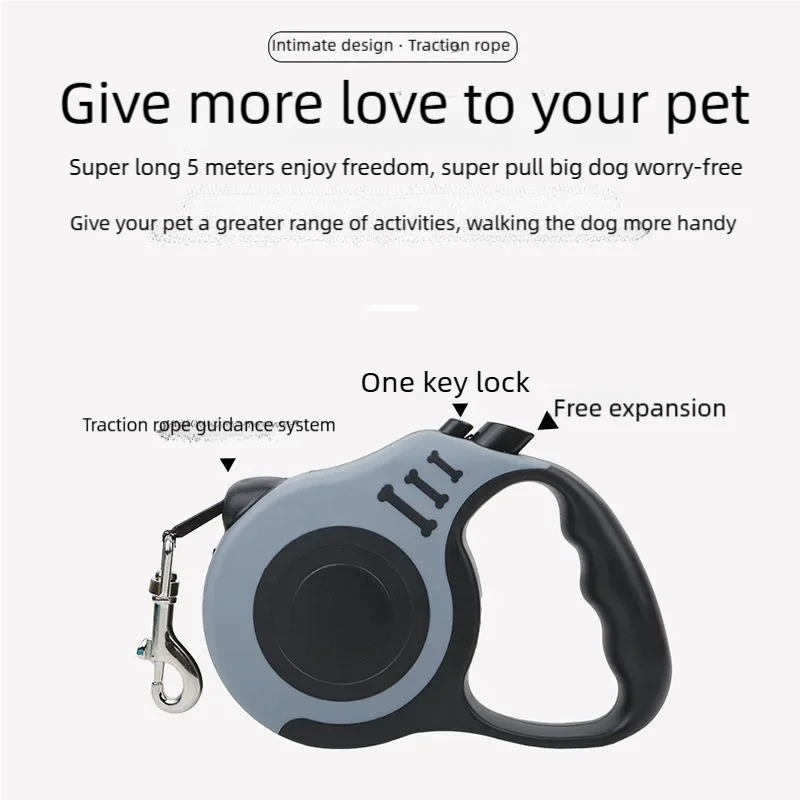 Automatic Retractable Dog Leash – Adjustable Bone Print Design for Small & Medium Dogs