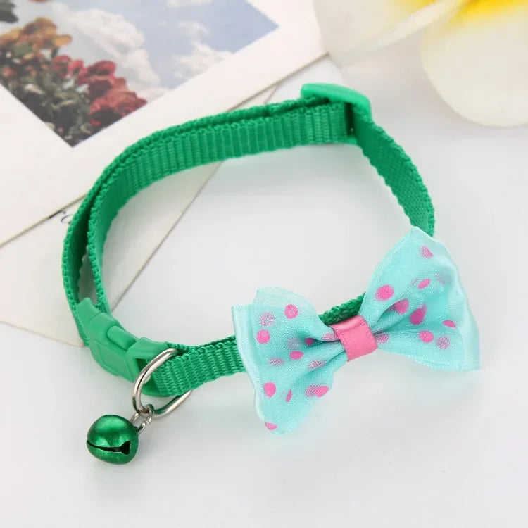 🐱 Cute Bow Cat Collar with Bell