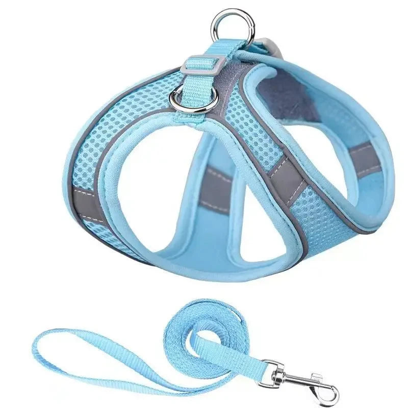 Adjustable Dog Harness & Leash Set – Soft Vest Harness for Small Dogs and Cats