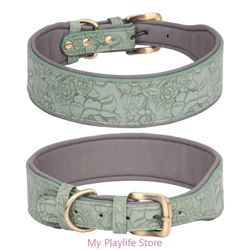 🐕 Leather Dog Collar – Soft Wide Padded for Medium & Large Dogs