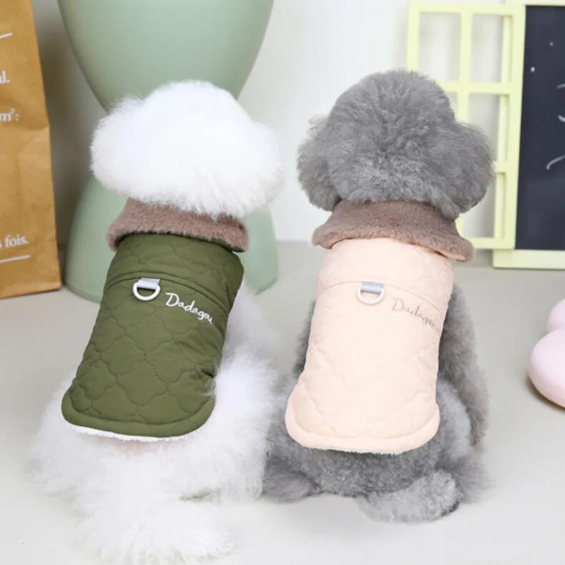 🧥 Waterproof Fur Collar Dog Jacket – Winter Warm Fleece Coat