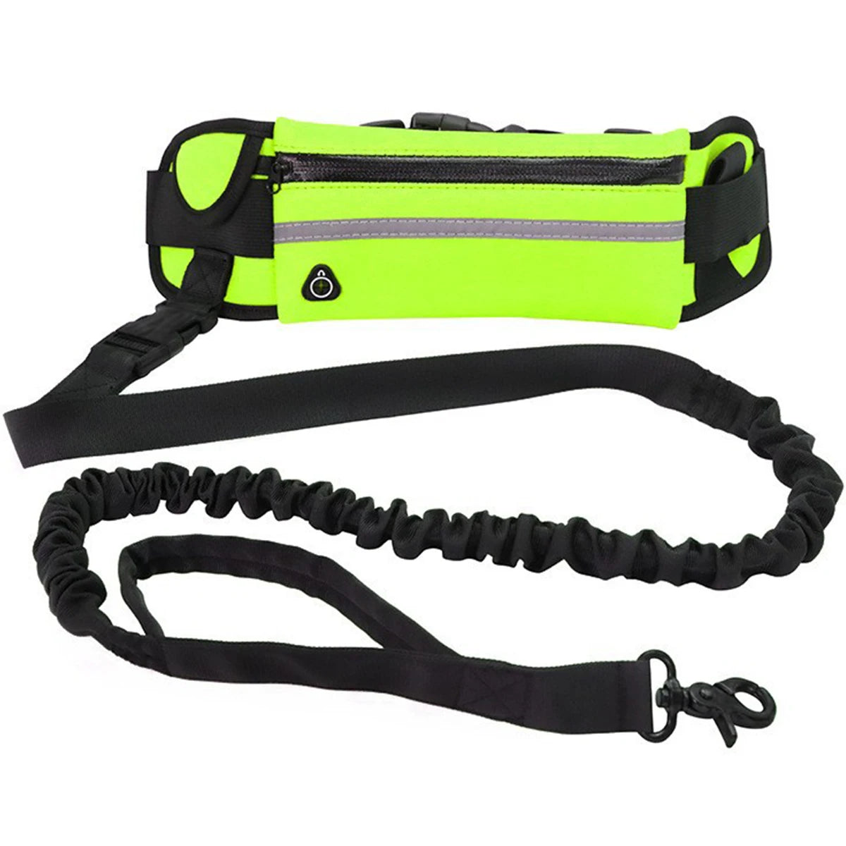 Hands Free Dog Leash for Running & Walking – Reflective Elastic Leash with Adjustable Waist Belt and Storage Bag