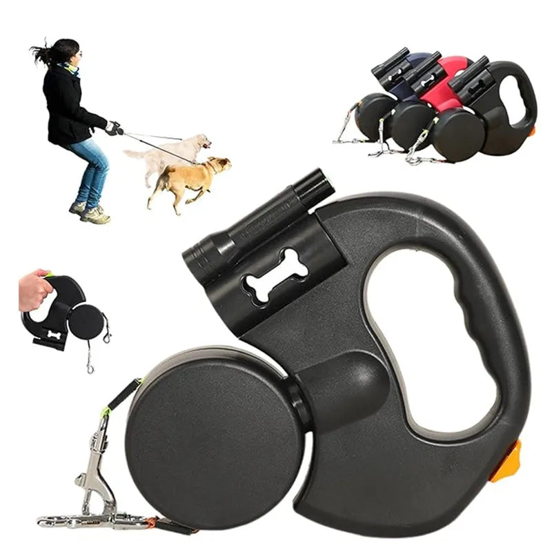 Double Dog Leash for Two Dogs – Tangle-Free 360° Swivel, Comfortable Handle