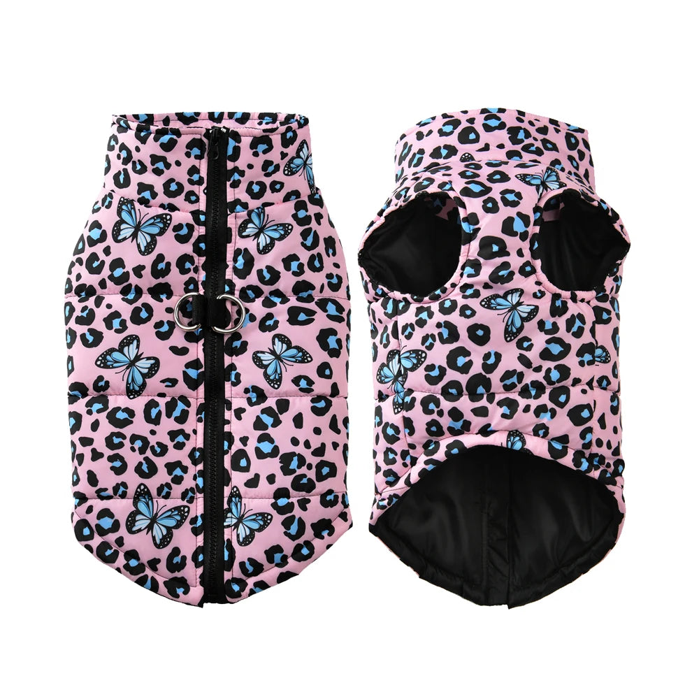 🐆 Leopard Print Dog Jacket – Winter Warm Pet Coat
