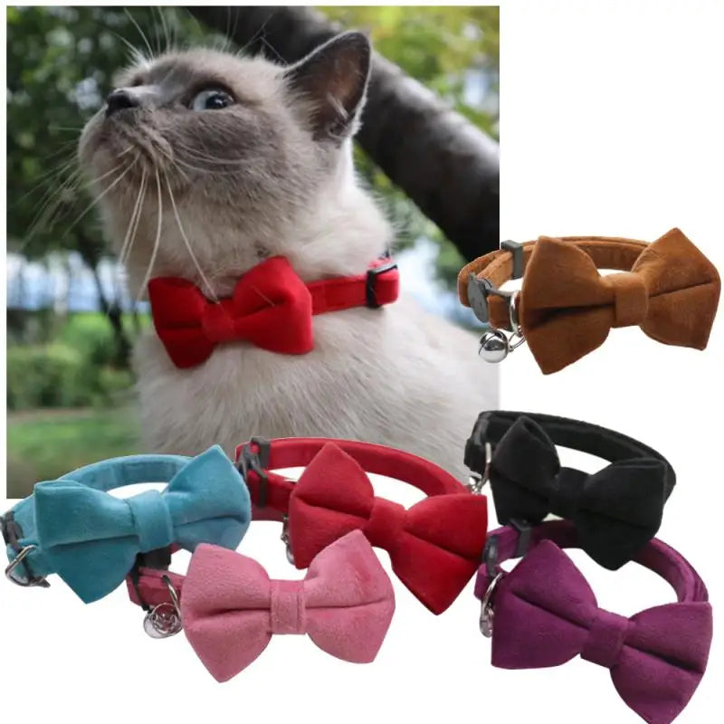 🎀 Velvet Cat Collar with Bow & Bell