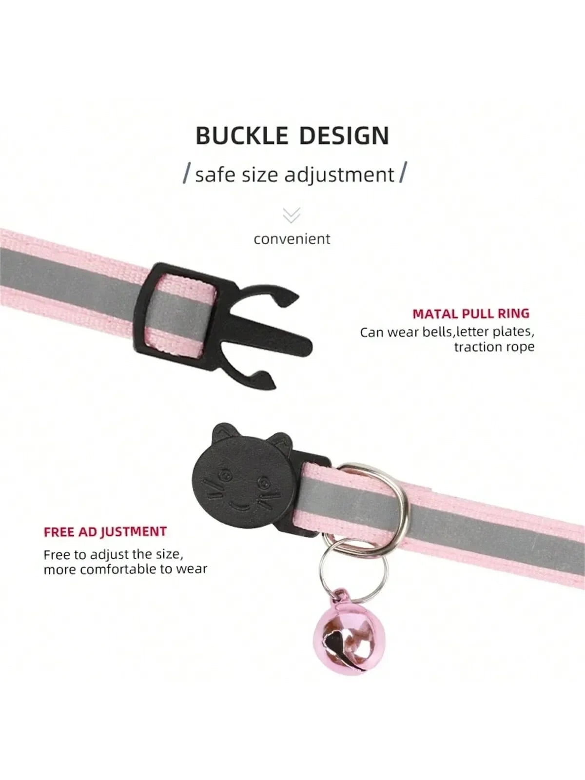 🐾 3-Pack Reflective Pet Collars with Safety Buckle & Bell