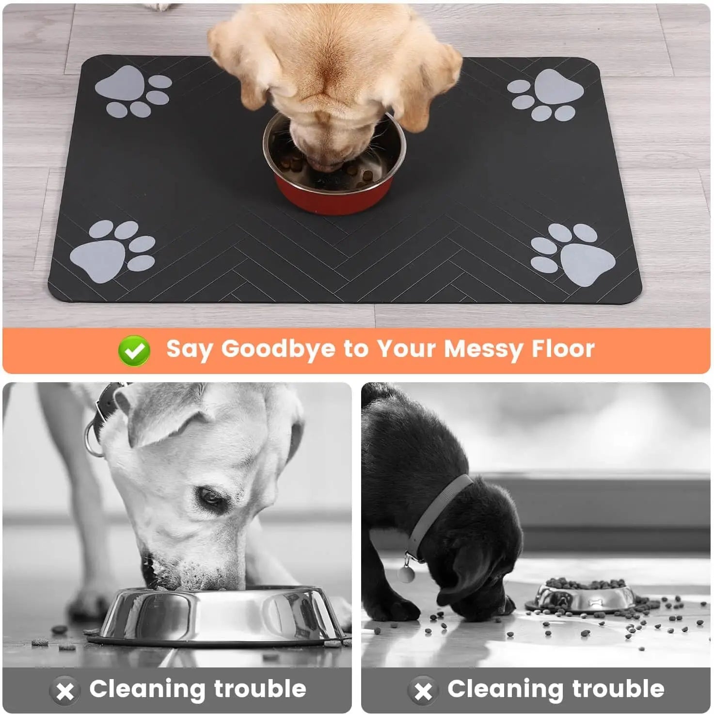 🐾💧 Absorbent Pet Feeding Mat – Waterproof Bowl Placemat