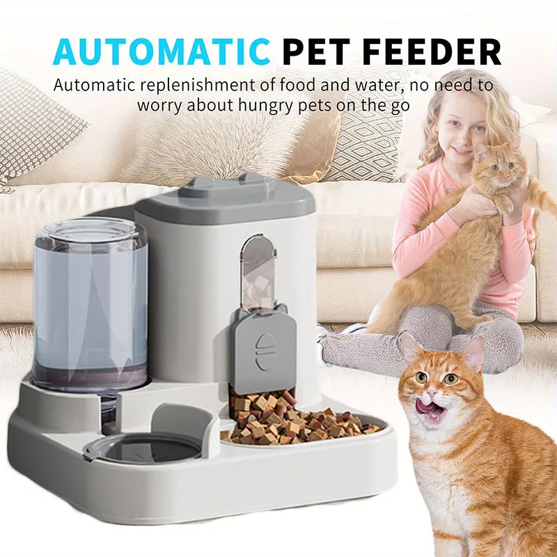 🐱 Cat Bowl Automatic Feeder with Spill-Proof Design & Water Fountain