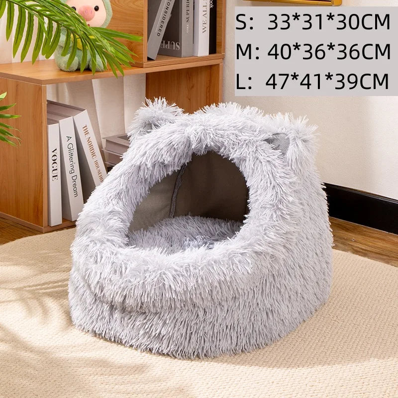 Extra Puha Melegítő Kisállat Fekhely – Zárt, Biztonságos Kuckó 🌙