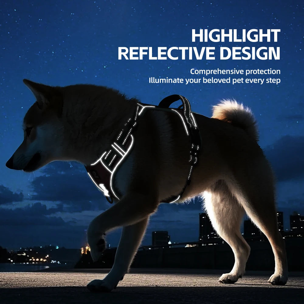🐕 Escape-Proof Reflective Dog Harness – Breathable Oxford Cloth