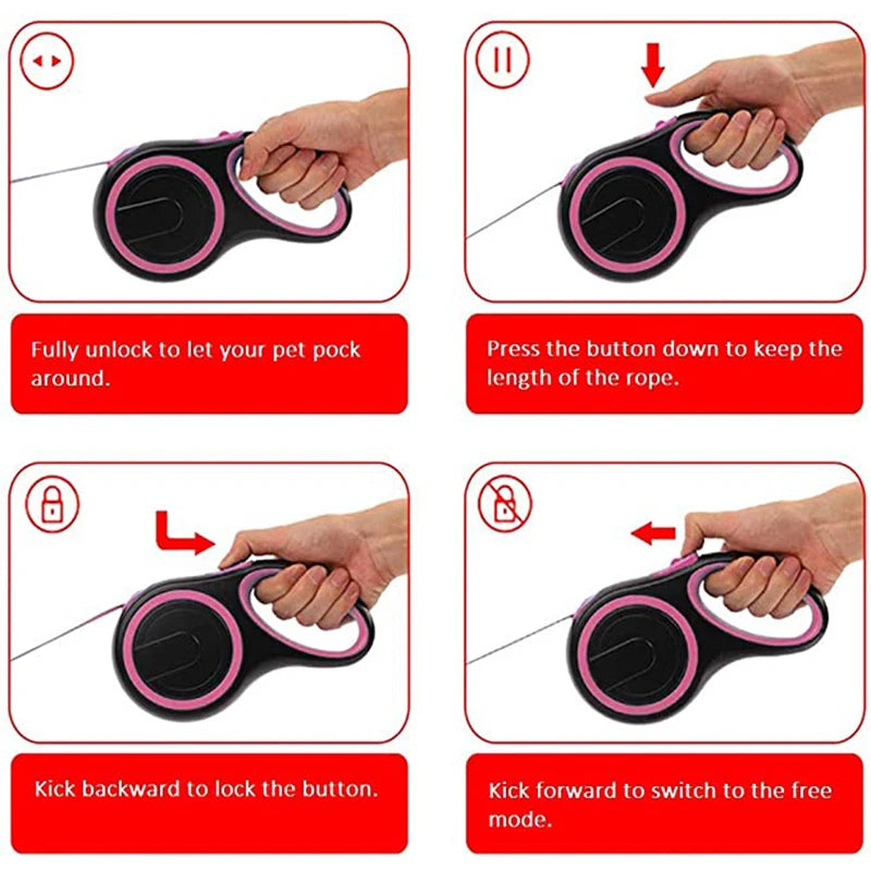 Automatic Retractable Dog Leash (3M / 5M / 8M) – Durable Nylon Lead for Small, Medium & Large Dogs