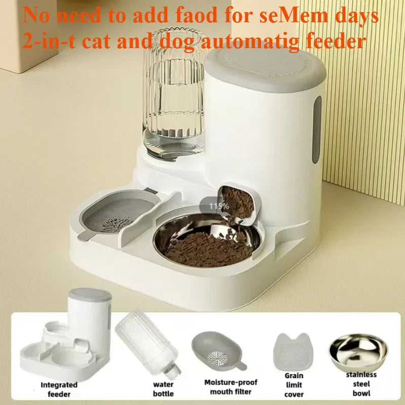 🐱 Automatic Cat Bowl Feeder & Water Dispenser – 2-in-1 Feeding Station