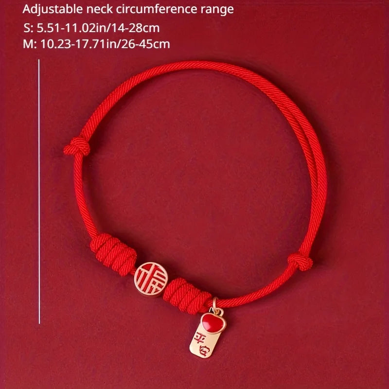 🧧 Chinese Style Lucky Pet Collar – Adjustable Braided Red Rope