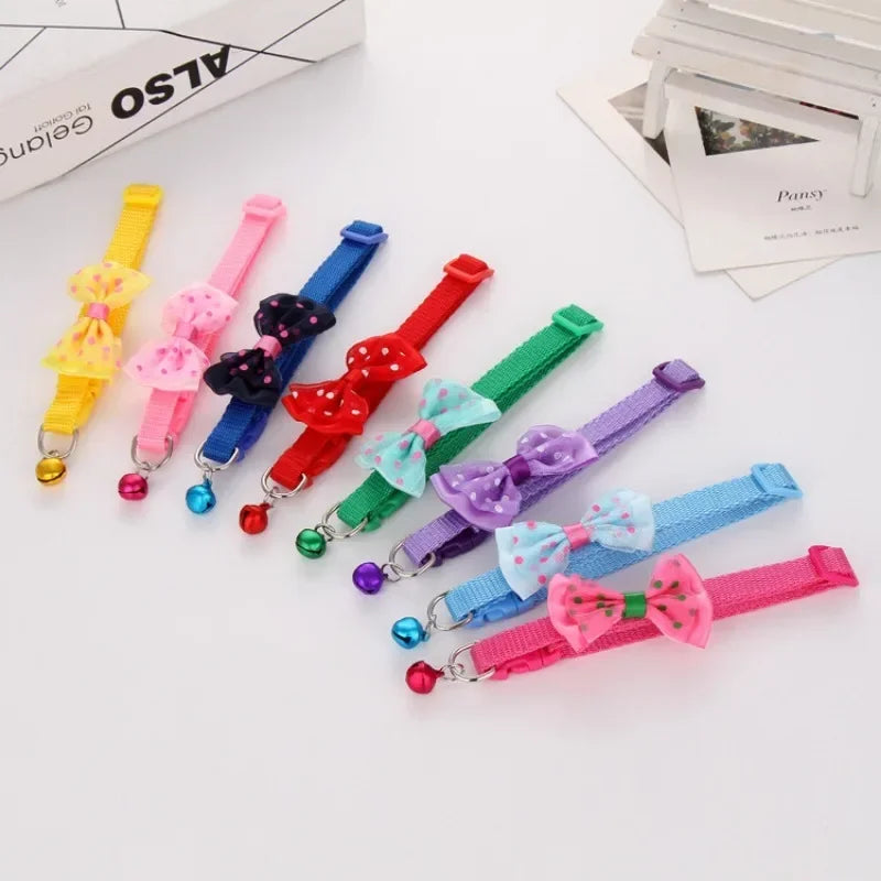🐱 Cute Bow Cat Collar with Bell