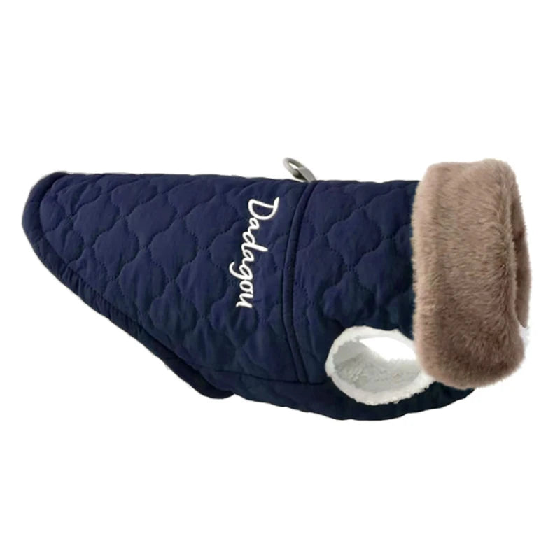 🧥 Waterproof Fur Collar Dog Jacket – Winter Warm Fleece Coat