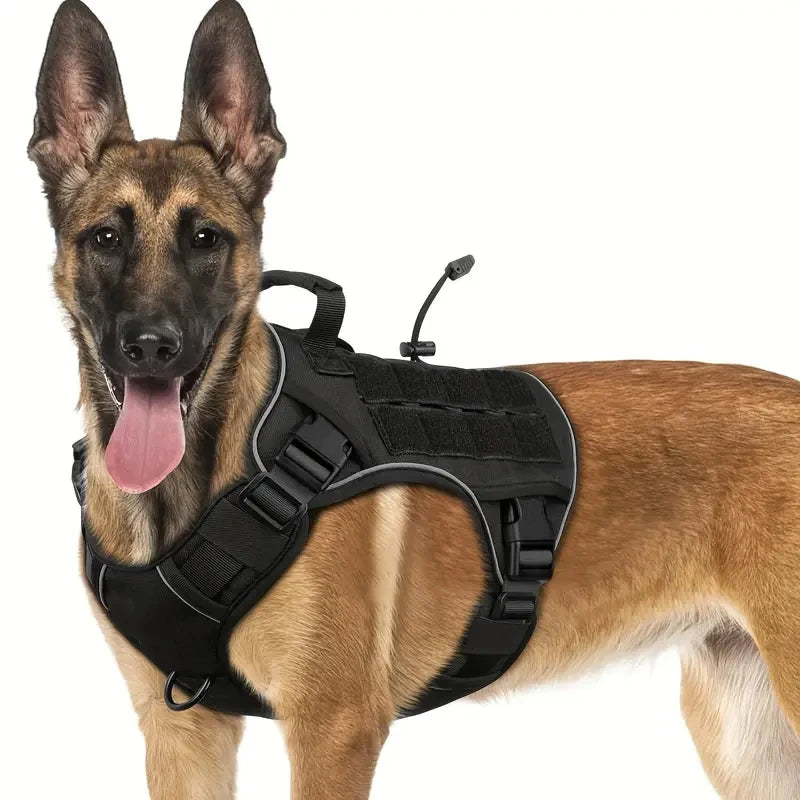 🐕 Tactical Dog Harness for Large Dogs – No Pull & Military Style