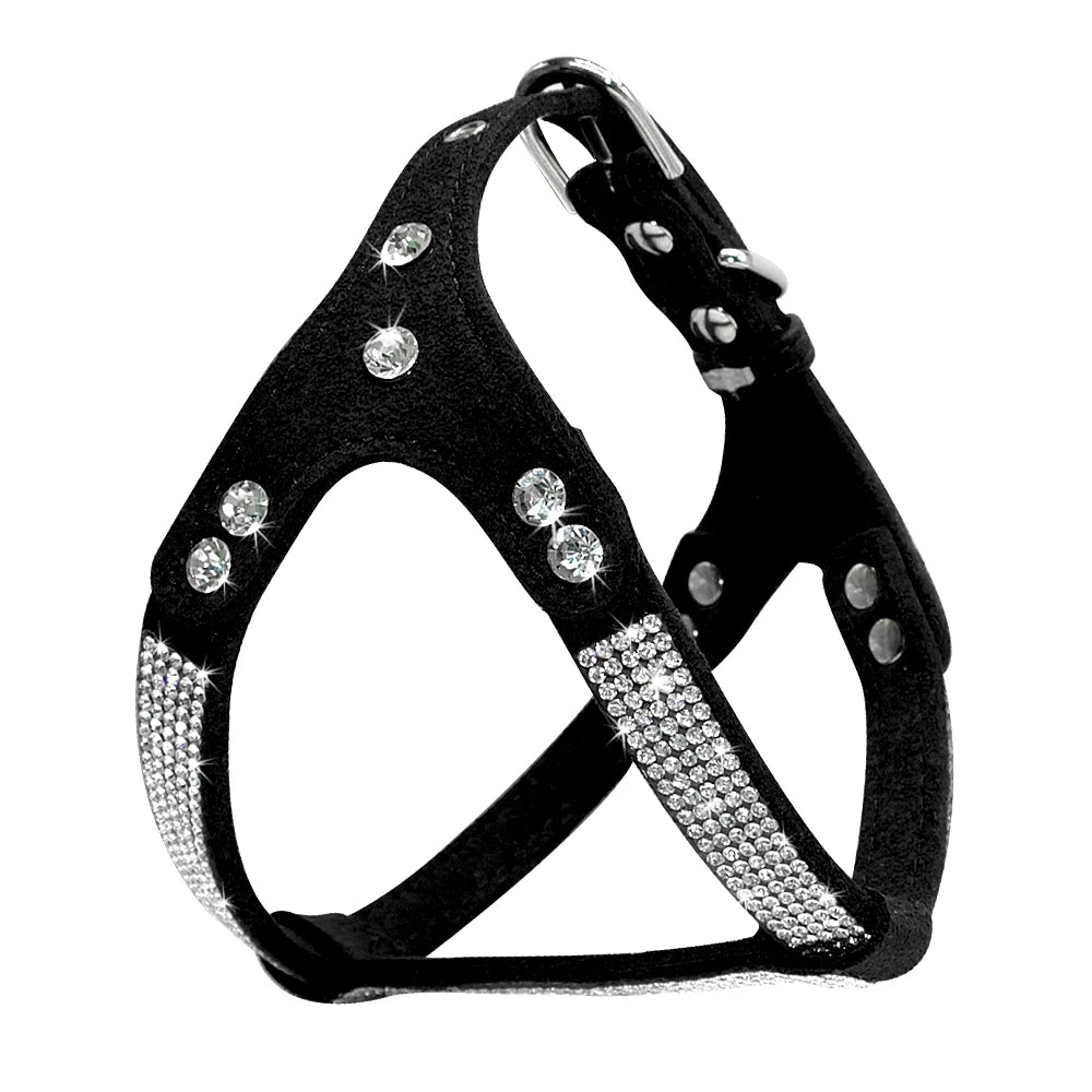 ✨ Soft Suede Dog Harness – Bling Rhinestone Diamond Style